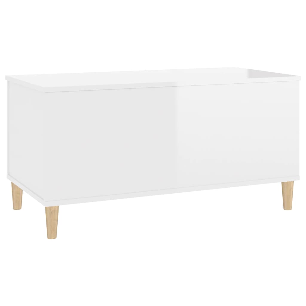 Table basse Blanc brillant 90x44,5x45 cm Bois d’ingénierie - Tables basses