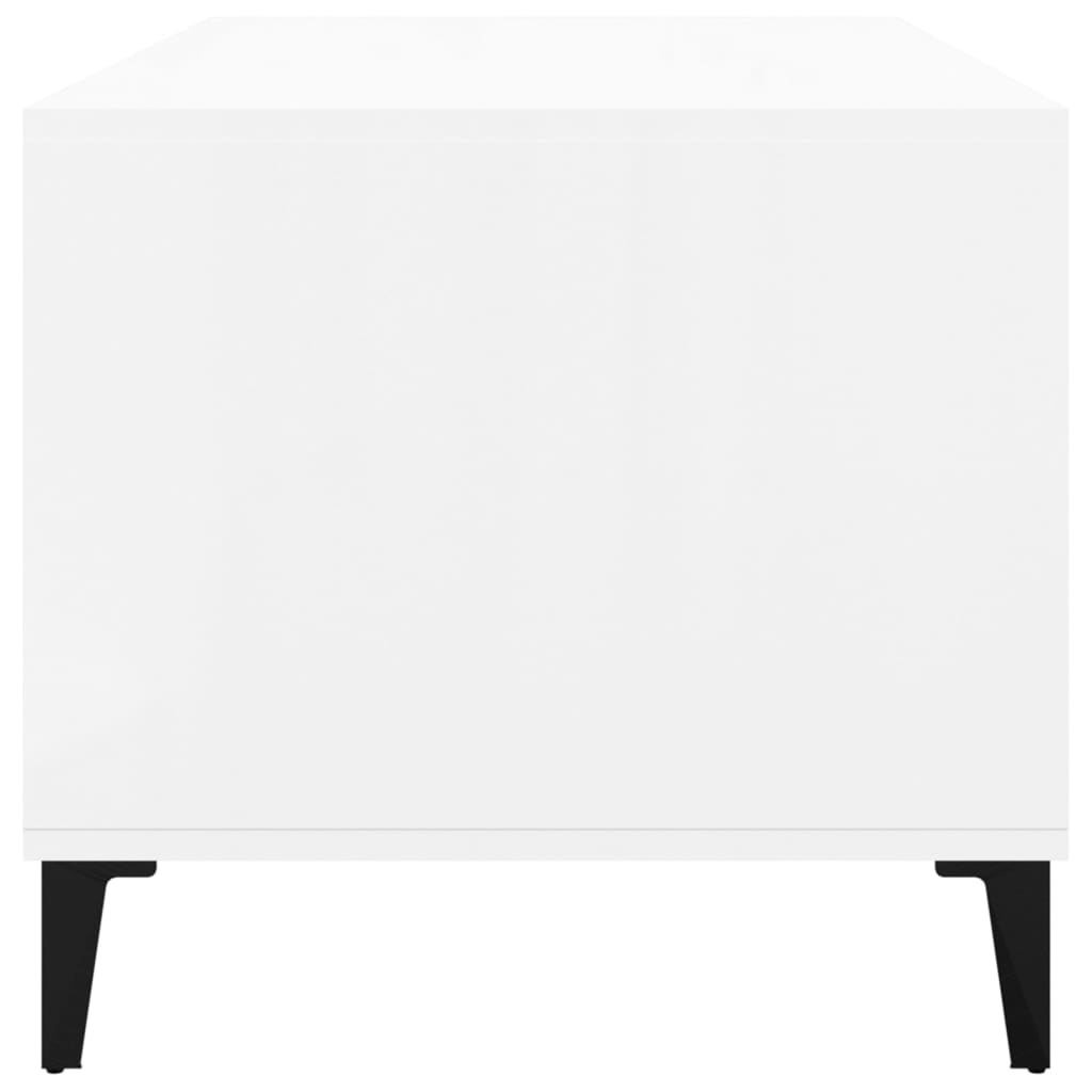 Table basse Blanc brillant 90x49x45 cm Bois d’ingénierie - Tables basses