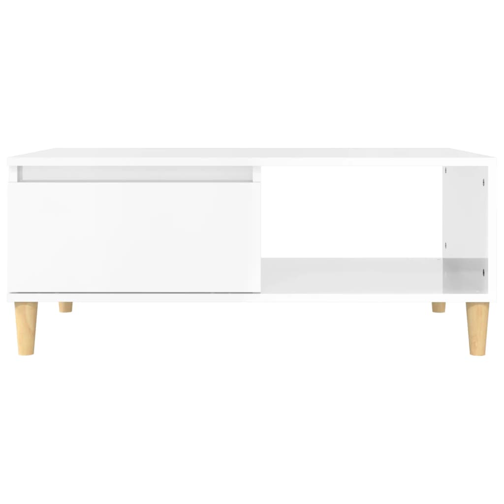 Table basse Blanc brillant 90x50x36,5 cm Bois d’ingénierie - Tables basses