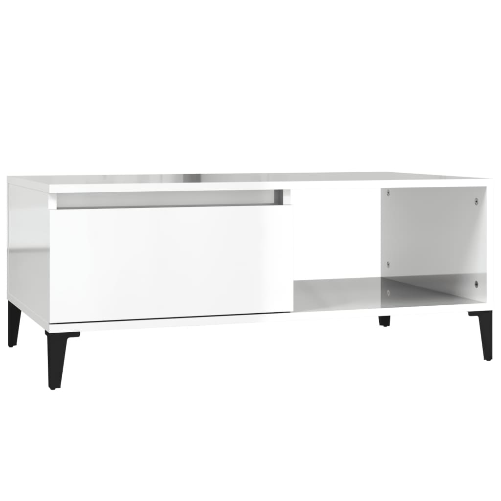 Table basse Blanc brillant 90x50x36,5 cm Bois d’ingénierie - Tables basses