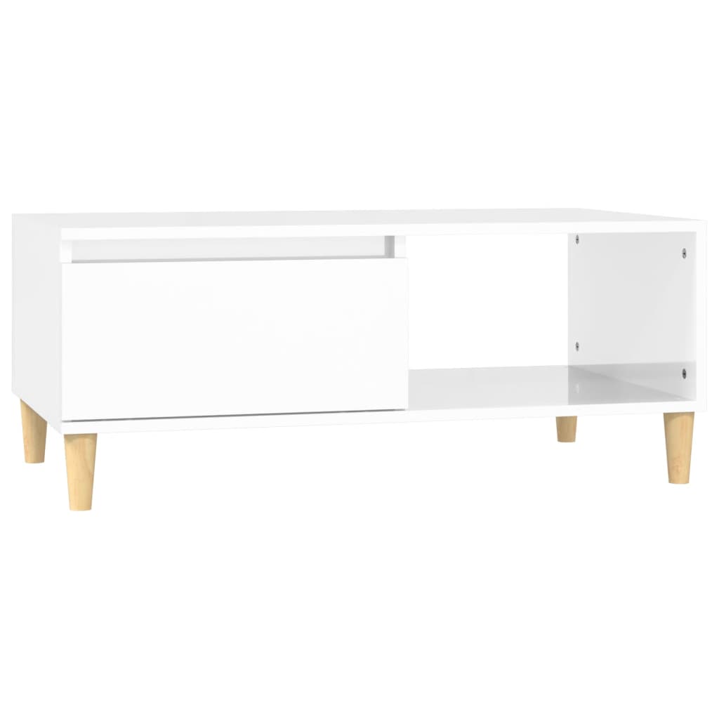 Table basse Blanc brillant 90x50x36,5 cm Bois d’ingénierie - Tables basses