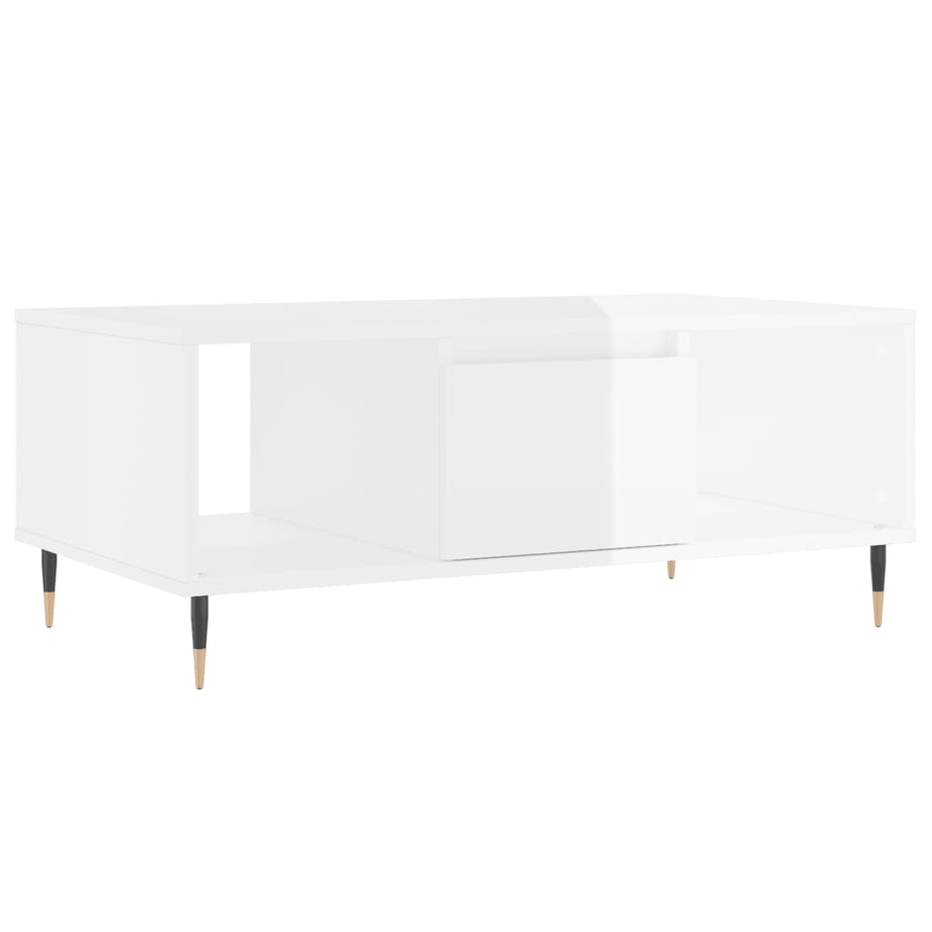 Table basse Blanc brillant 90x50x36,5 cm Bois d’ingénierie - Tables basses