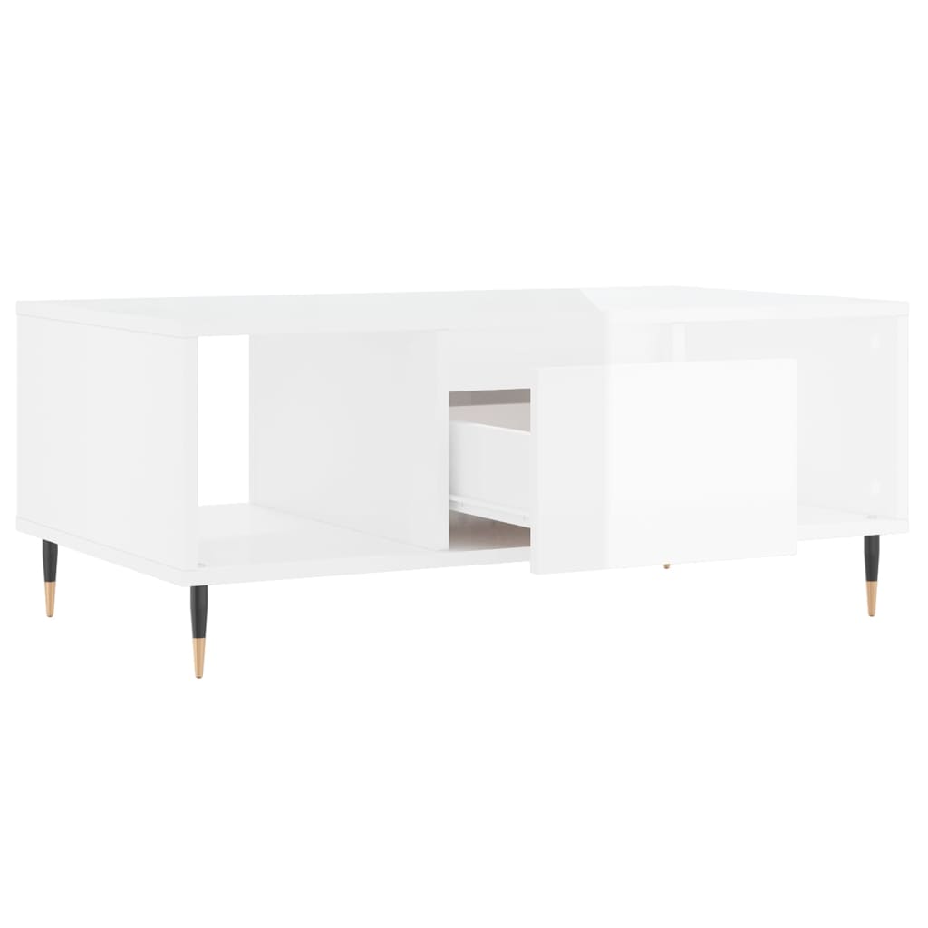 Table basse Blanc brillant 90x50x36,5 cm Bois d’ingénierie - Tables basses