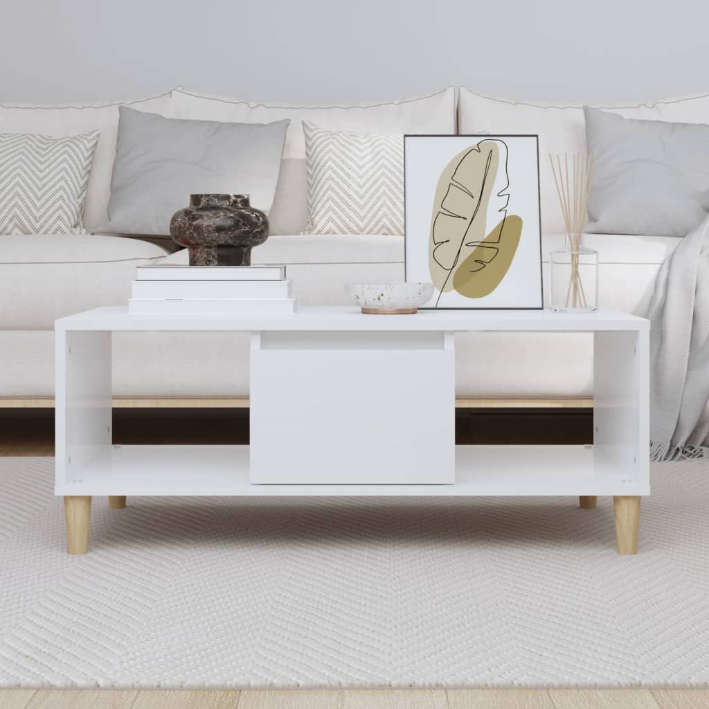 Table basse Blanc brillant 90x50x36,5 cm Bois d’ingénierie - Tables basses