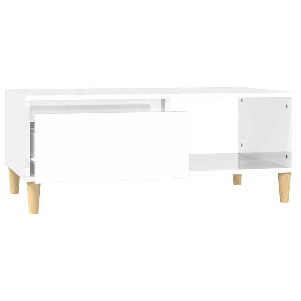 Table basse Blanc brillant 90x50x36,5 cm Bois d’ingénierie - Tables basses
