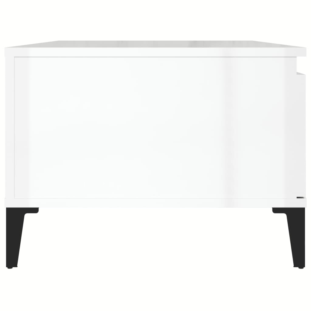 Table basse Blanc brillant 90x50x36,5 cm Bois d’ingénierie - Tables basses