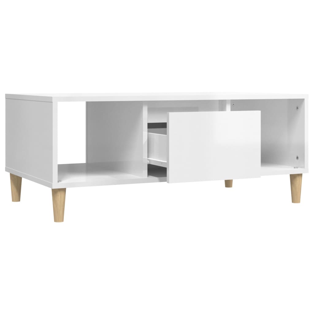 Table basse Blanc brillant 90x50x36,5 cm Bois d’ingénierie - Tables basses