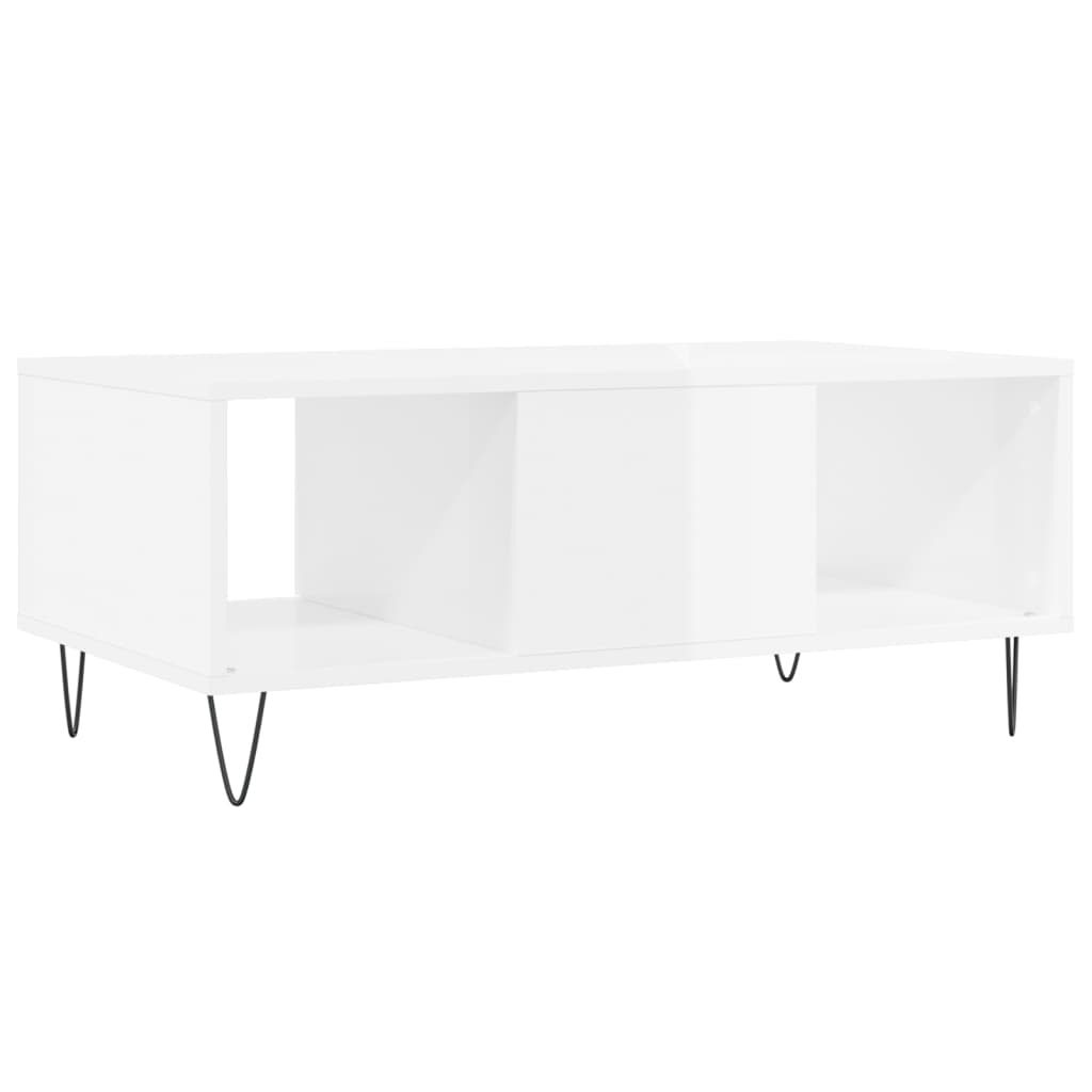 Table basse Blanc brillant 90x50x36,5 cm Bois d’ingénierie - Tables basses