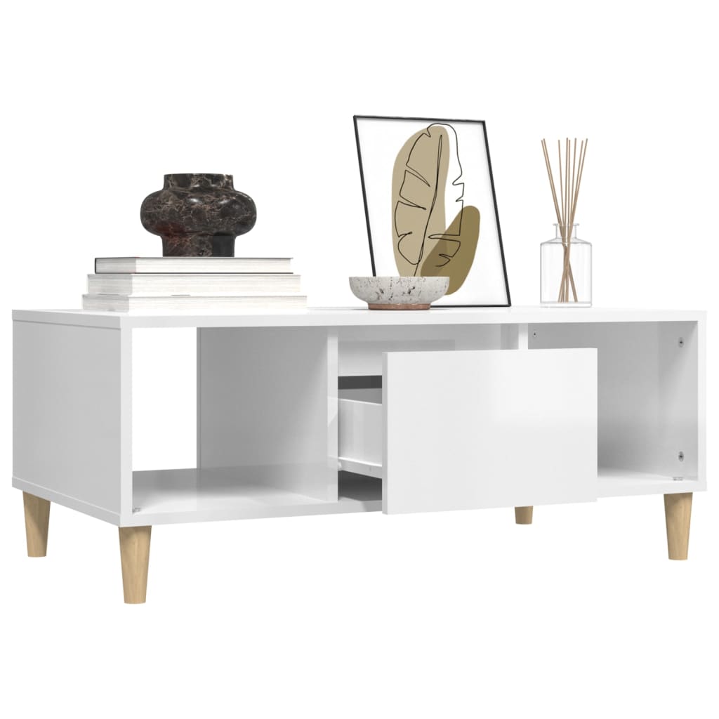 Table basse Blanc brillant 90x50x36,5 cm Bois d’ingénierie - Tables basses