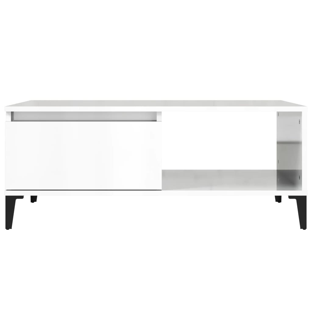 Table basse Blanc brillant 90x50x36,5 cm Bois d’ingénierie - Tables basses