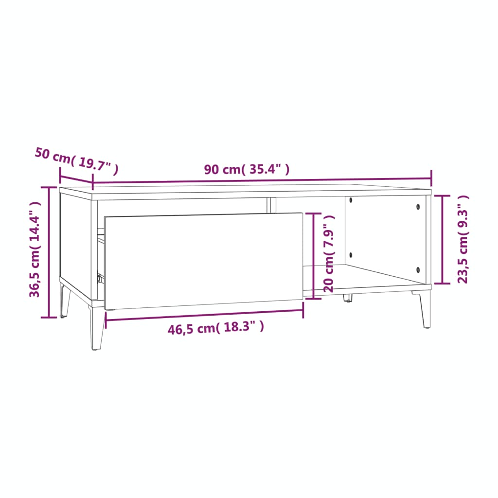 Table basse Blanc brillant 90x50x36,5 cm Bois d’ingénierie - Tables basses