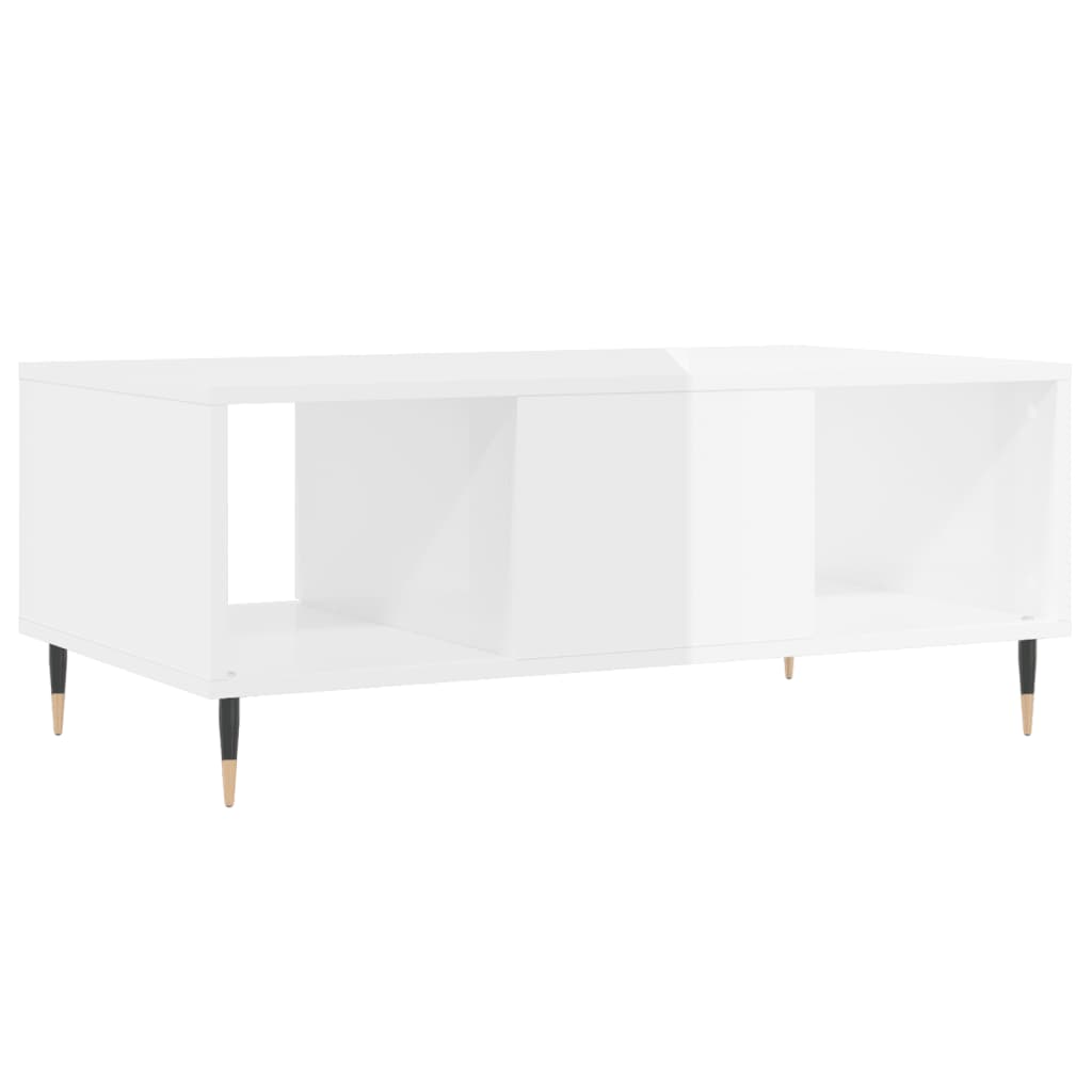 Table basse Blanc brillant 90x50x36,5 cm Bois d’ingénierie - Tables basses