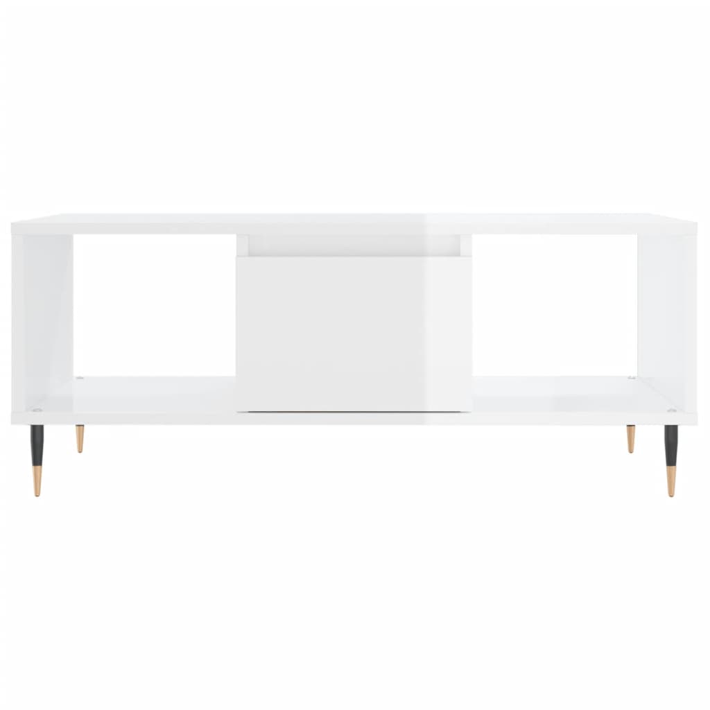 Table basse Blanc brillant 90x50x36,5 cm Bois d’ingénierie - Tables basses
