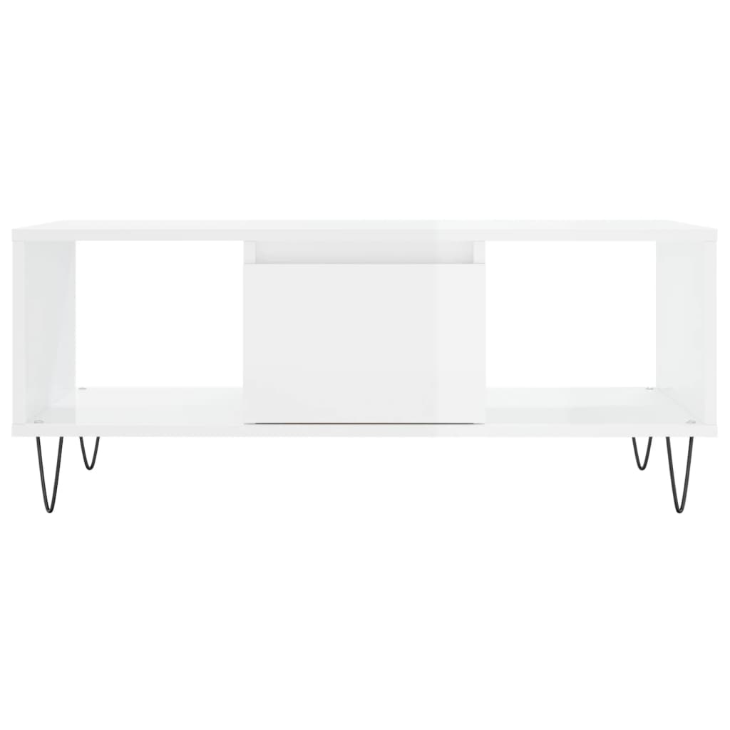 Table basse Blanc brillant 90x50x36,5 cm Bois d’ingénierie - Tables basses