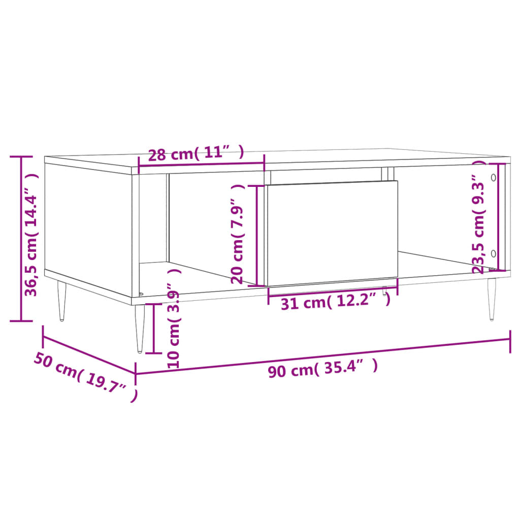 Table basse Blanc brillant 90x50x36,5 cm Bois d’ingénierie - Tables basses
