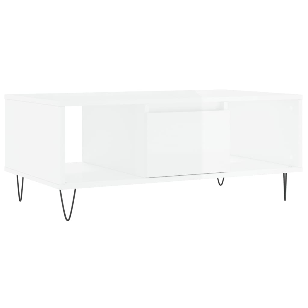 Table basse Blanc brillant 90x50x36,5 cm Bois d’ingénierie - Tables basses