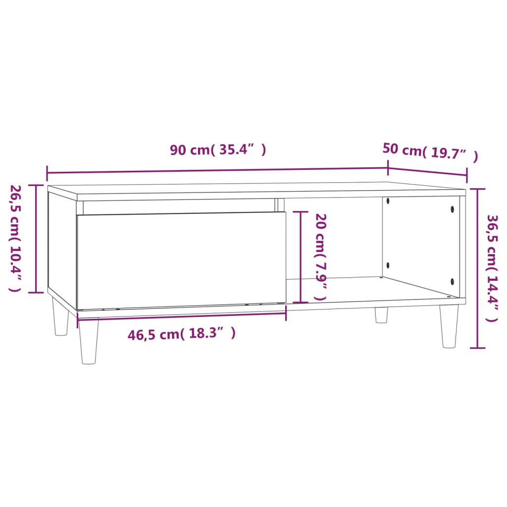 Table basse Blanc brillant 90x50x36,5 cm Bois d’ingénierie - Tables basses