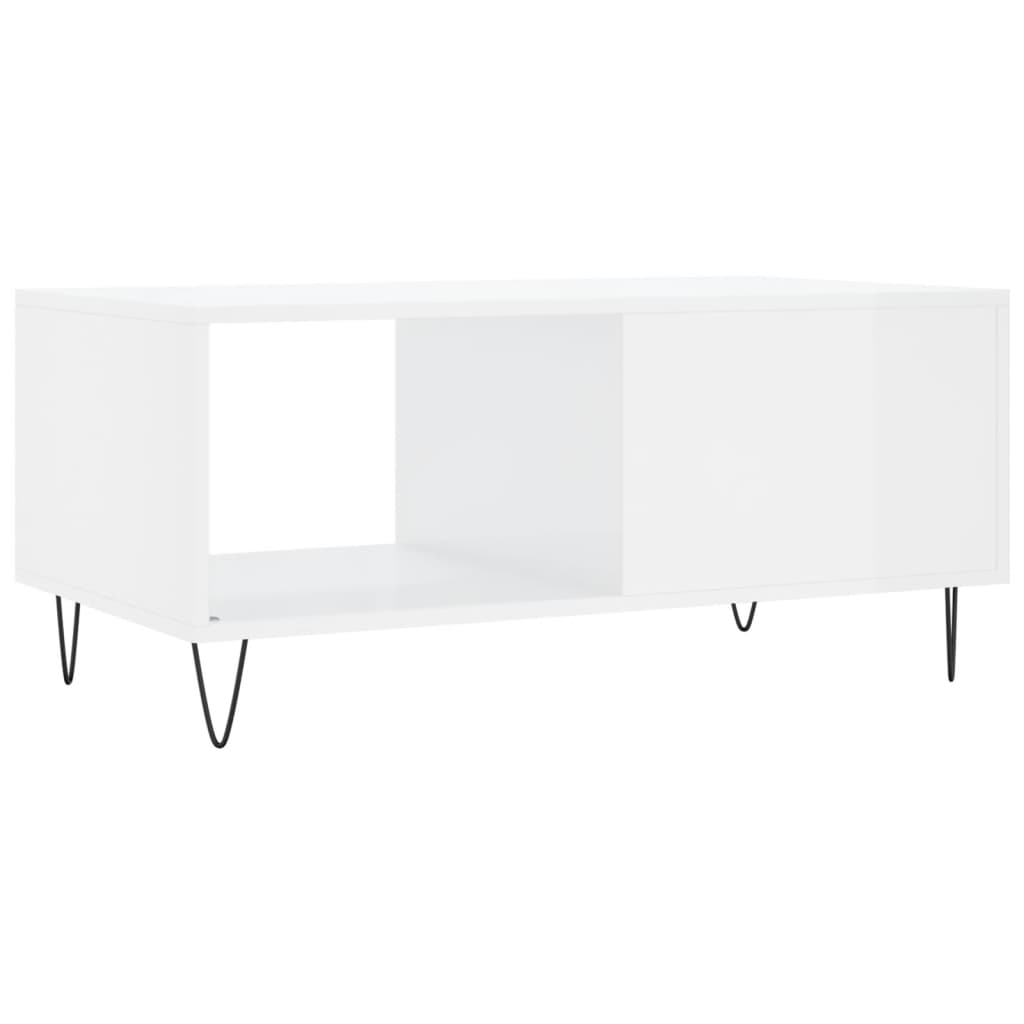 Table basse Blanc brillant 90x50x40 cm Bois d’ingénierie - Tables basses