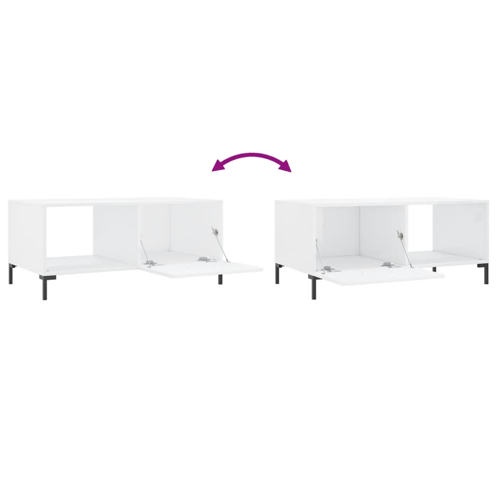 Table basse Blanc brillant 90x50x40 cm Bois d’ingénierie - Tables basses
