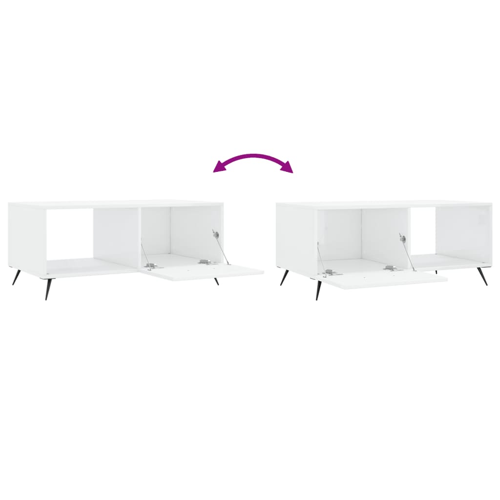 Table basse Blanc brillant 90x50x40 cm Bois d’ingénierie - Tables basses