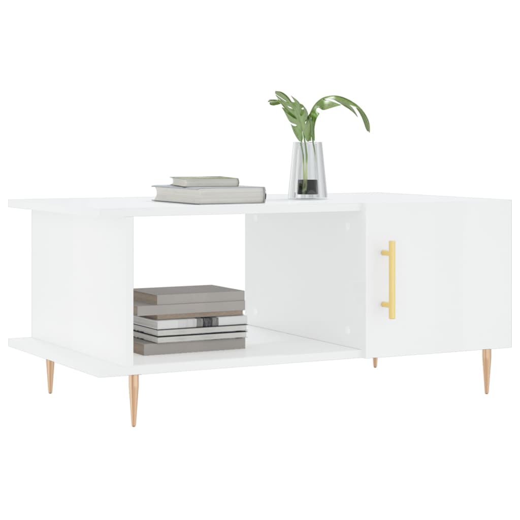 Table basse Blanc brillant 90x50x40 cm Bois d’ingénierie - Tables basses