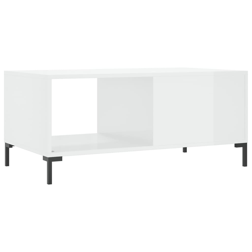 Table basse Blanc brillant 90x50x40 cm Bois d’ingénierie - Tables basses