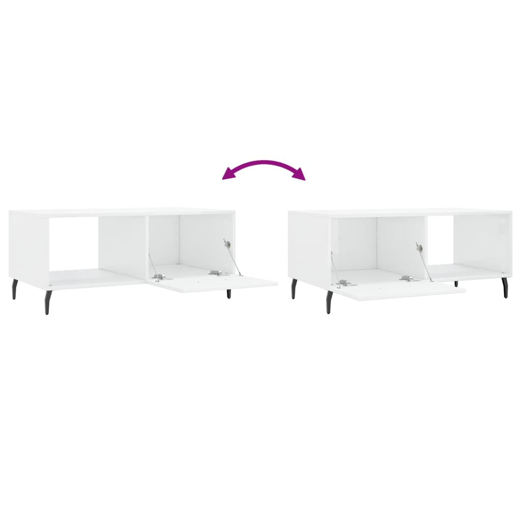 Table basse Blanc brillant 90x50x40 cm Bois d’ingénierie - Tables basses