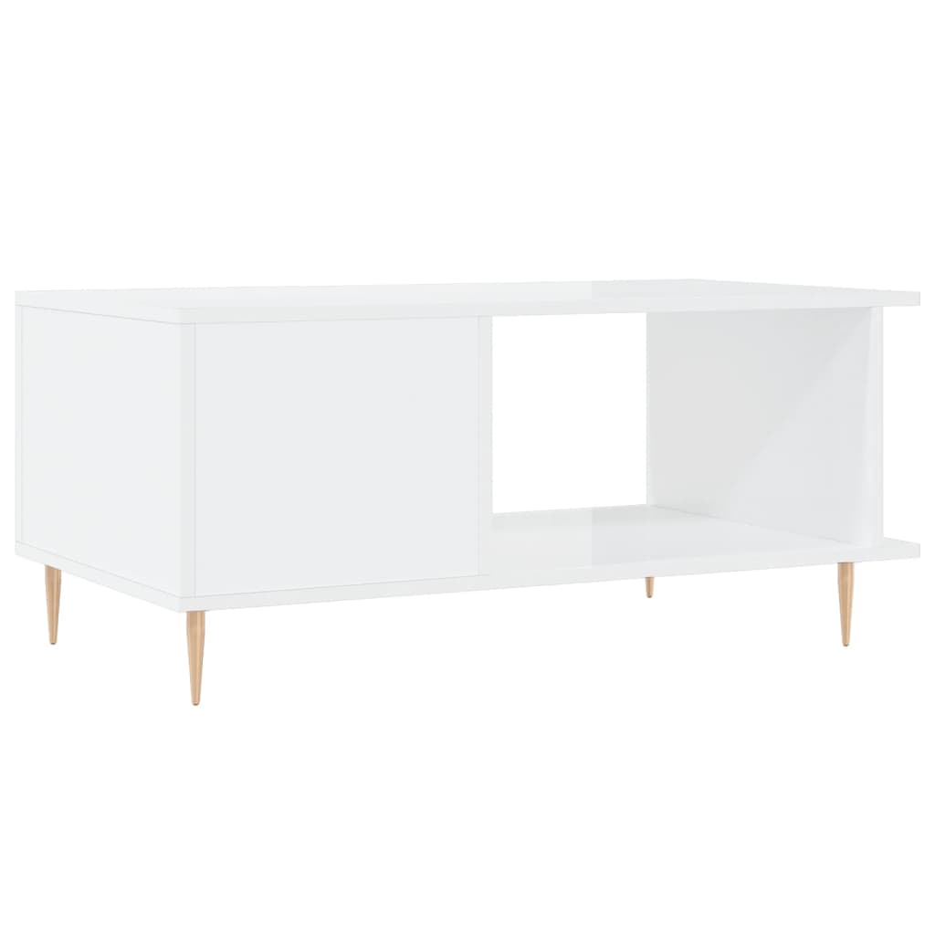 Table basse Blanc brillant 90x50x40 cm Bois d’ingénierie - Tables basses