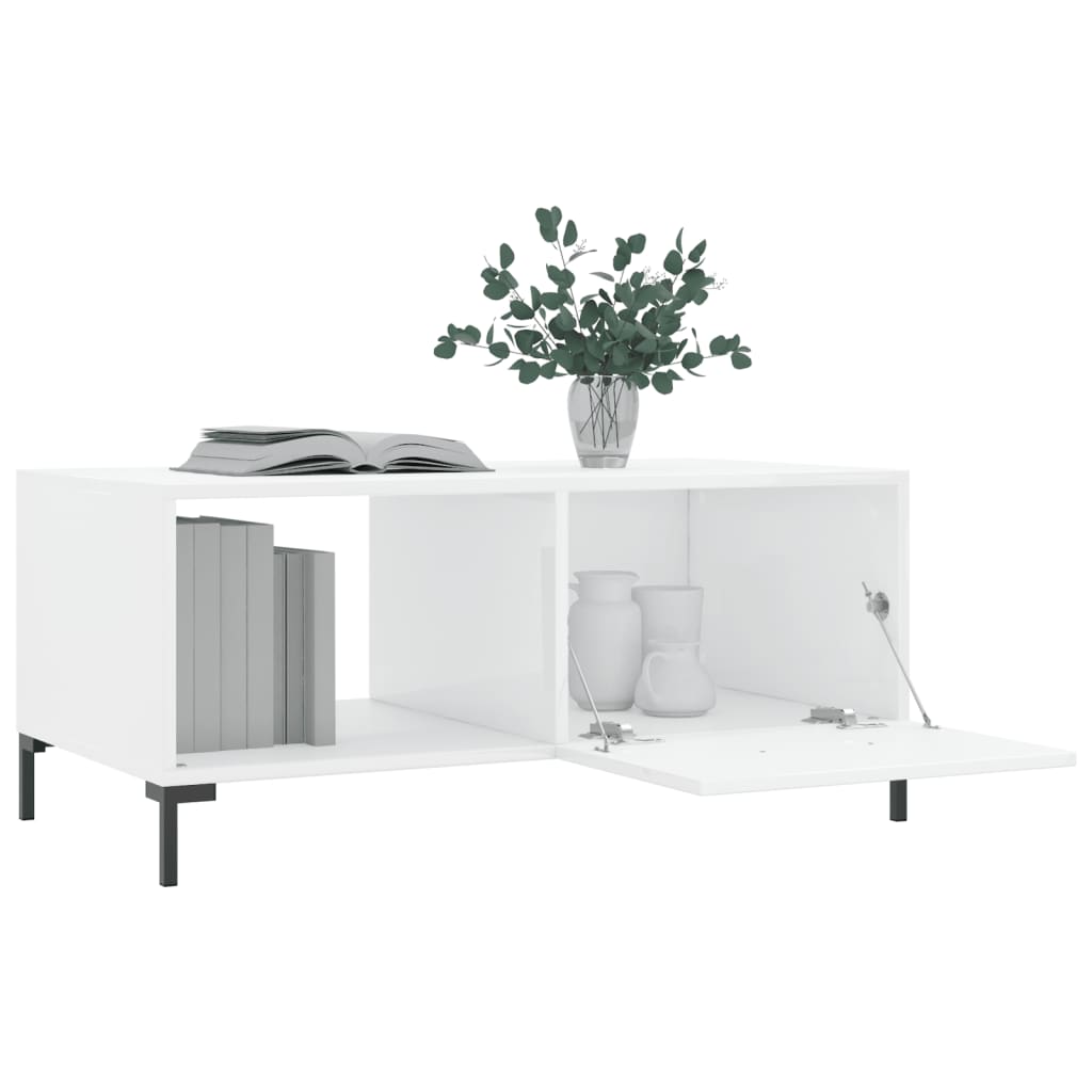 Table basse Blanc brillant 90x50x40 cm Bois d’ingénierie - Tables basses