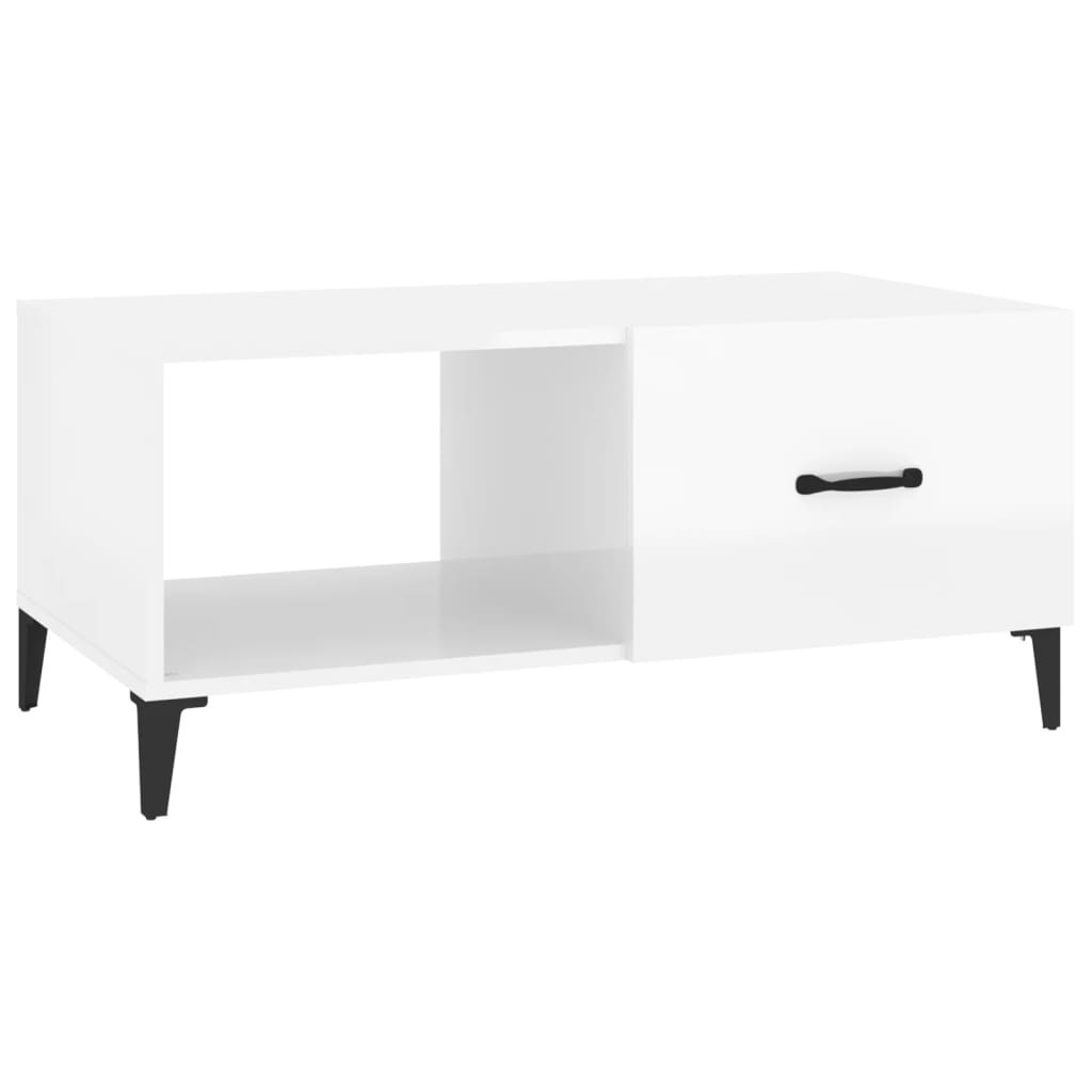 Table basse Blanc brillant 90x50x40 cm Bois d’ingénierie - Tables basses