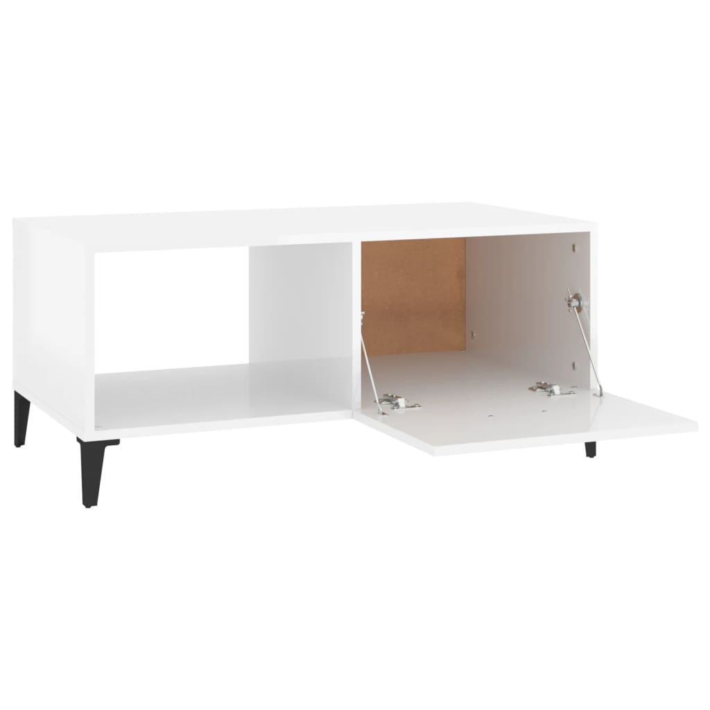 Table basse Blanc brillant 90x50x40 cm Bois d’ingénierie - Tables basses