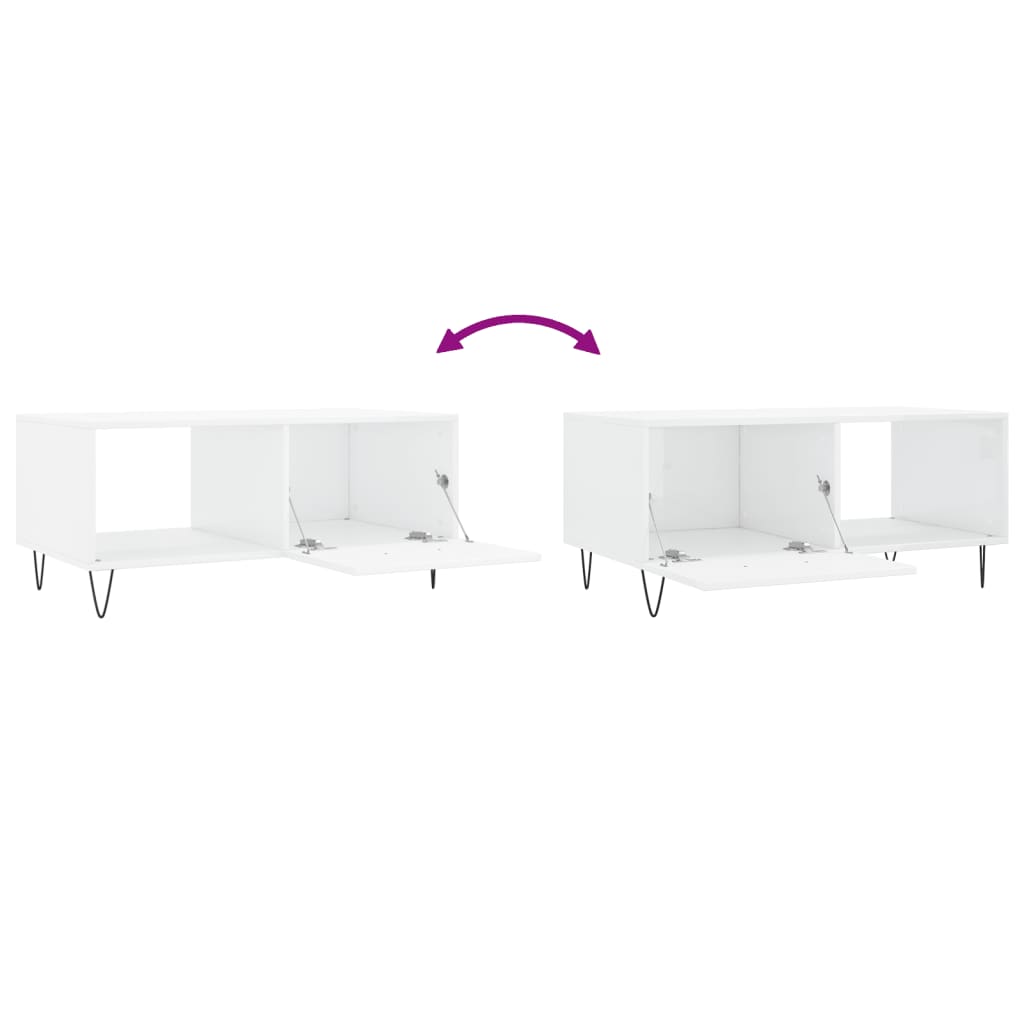 Table basse Blanc brillant 90x50x40 cm Bois d’ingénierie - Tables basses