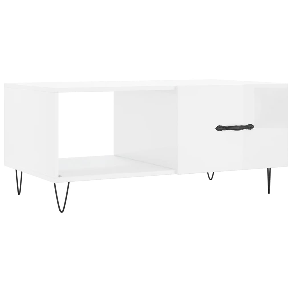 Table basse Blanc brillant 90x50x40 cm Bois d’ingénierie - Tables basses