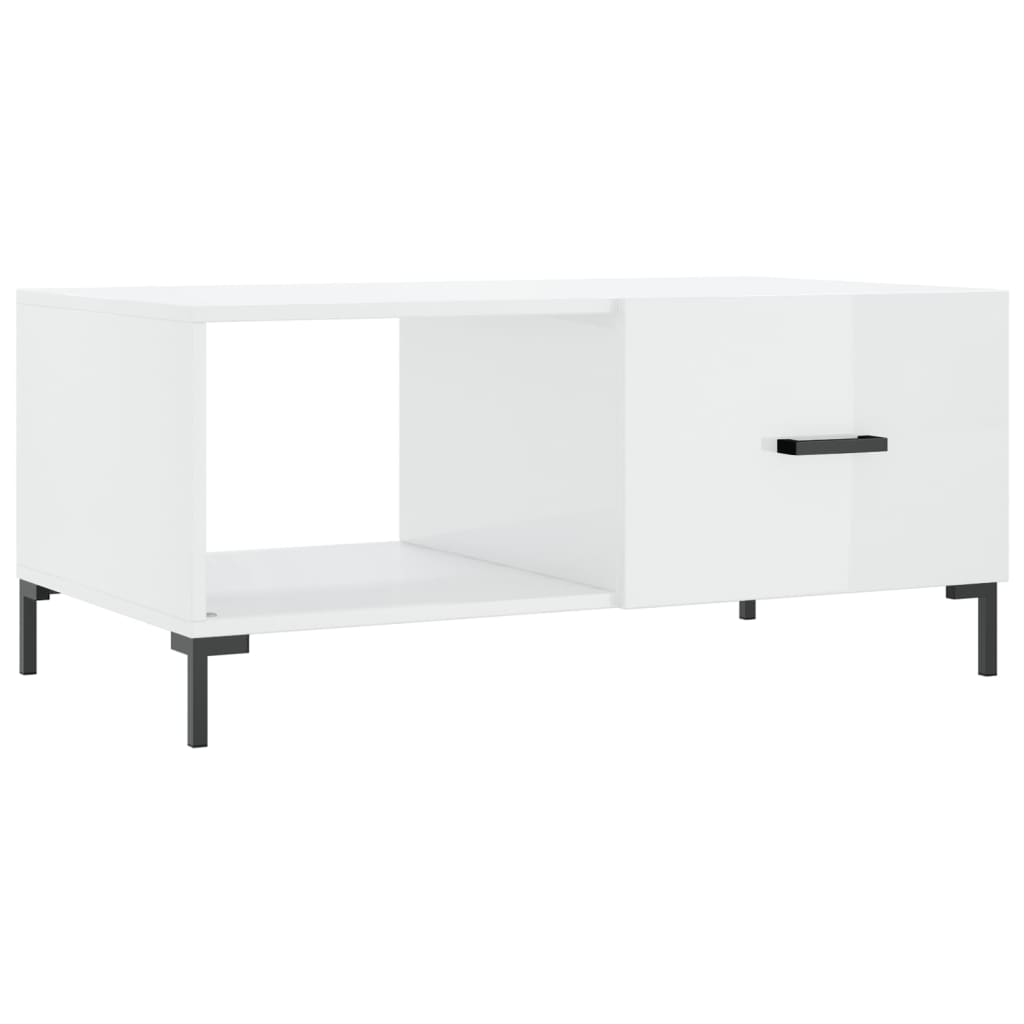 Table basse Blanc brillant 90x50x40 cm Bois d’ingénierie - Tables basses