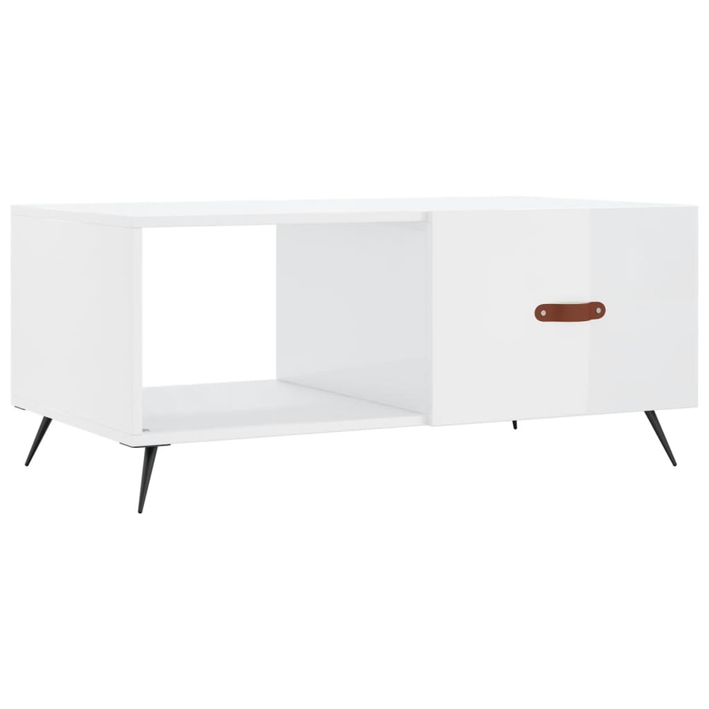 Table basse Blanc brillant 90x50x40 cm Bois d’ingénierie - Tables basses
