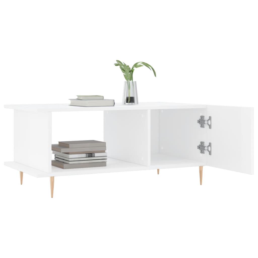 Table basse Blanc brillant 90x50x40 cm Bois d’ingénierie - Tables basses