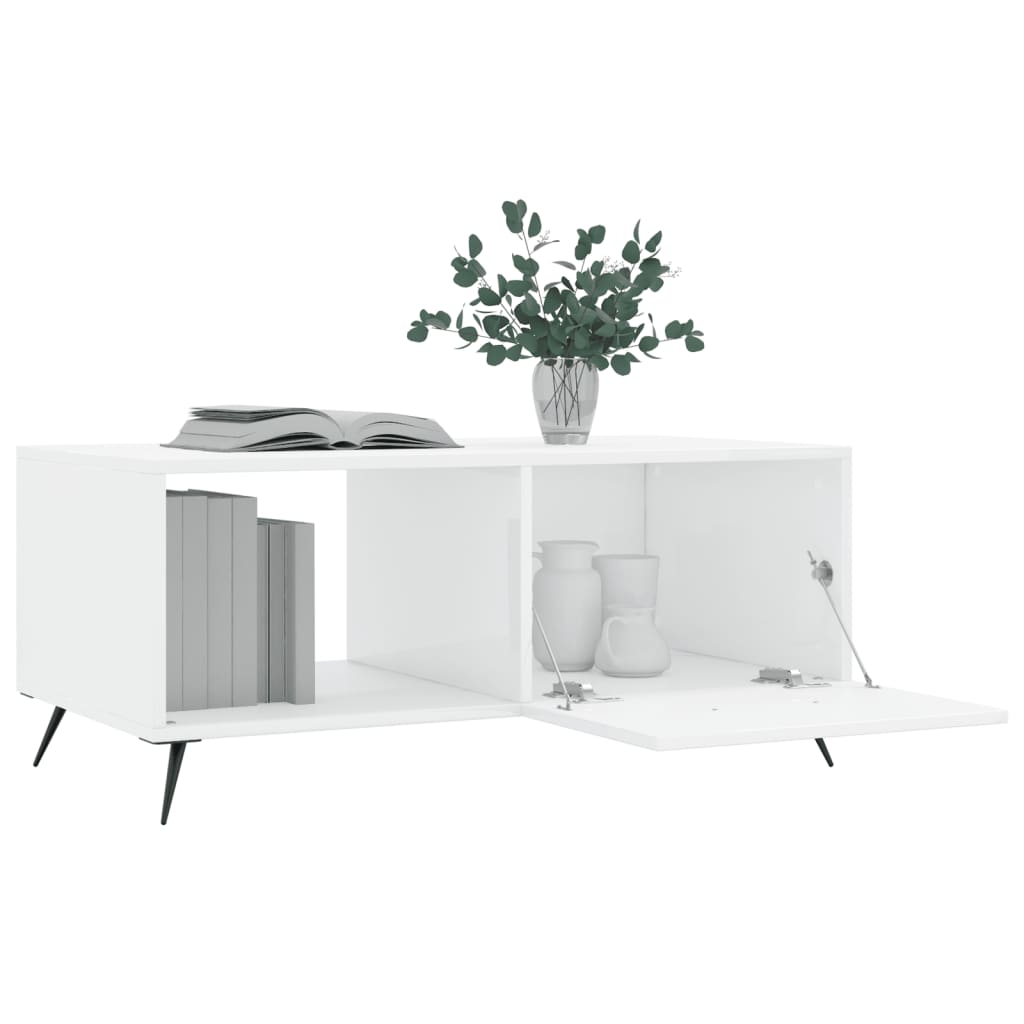 Table basse Blanc brillant 90x50x40 cm Bois d’ingénierie - Tables basses