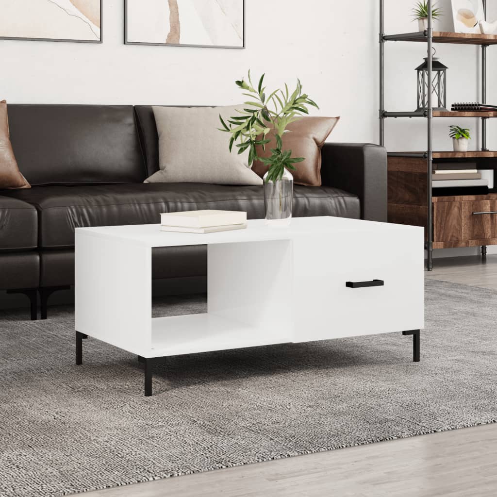 Table basse Blanc brillant 90x50x40 cm Bois d’ingénierie - Tables basses