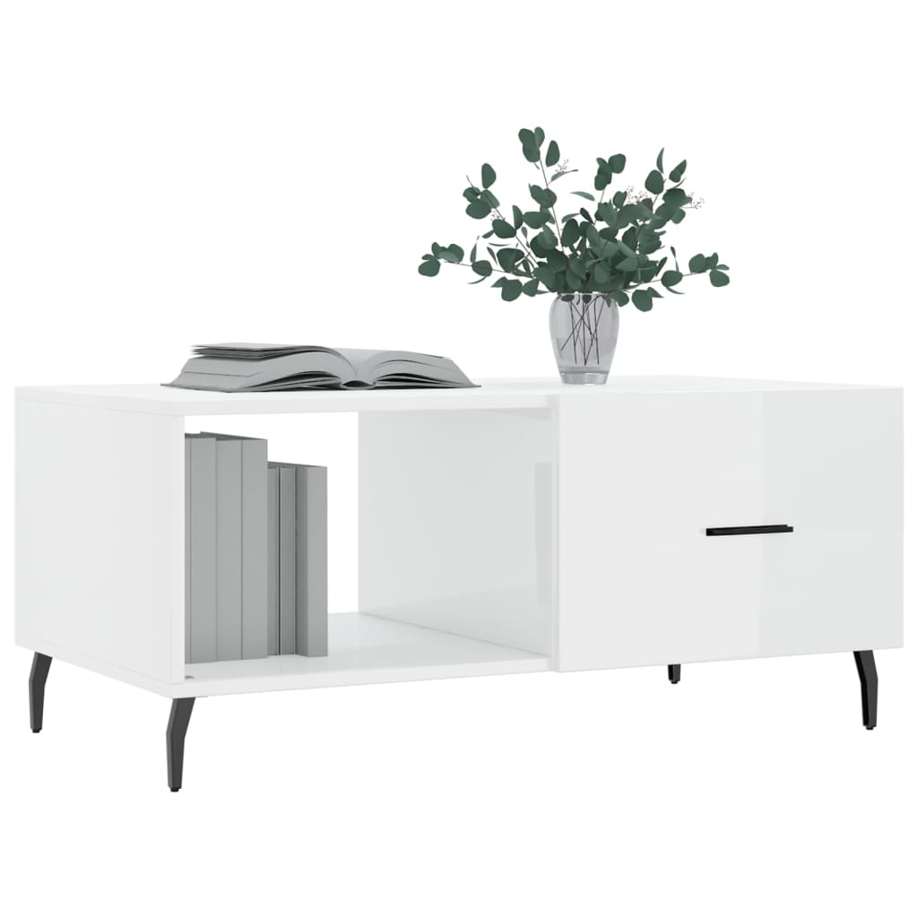 Table basse Blanc brillant 90x50x40 cm Bois d’ingénierie - Tables basses