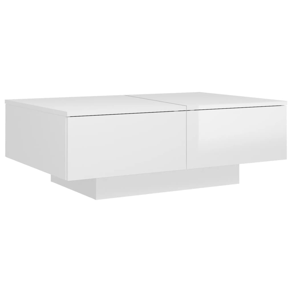 Table basse Blanc brillant 90x60x31 cm Bois d’ingénierie - Tables basses