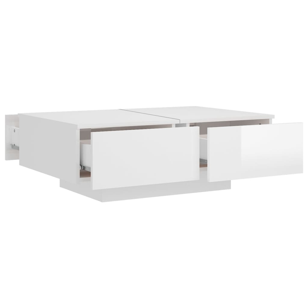 Table basse Blanc brillant 90x60x31 cm Bois d’ingénierie - Tables basses
