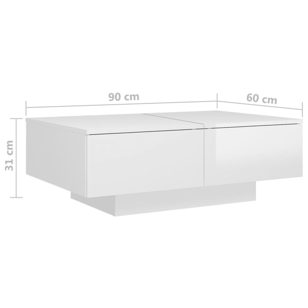 Table basse Blanc brillant 90x60x31 cm Bois d’ingénierie - Tables basses