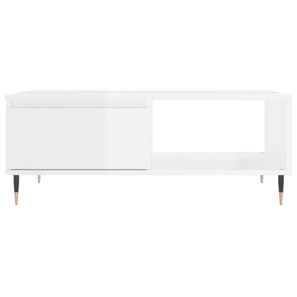 Table basse blanc brillant 90x60x35 cm bois d’ingénierie - Tables basses