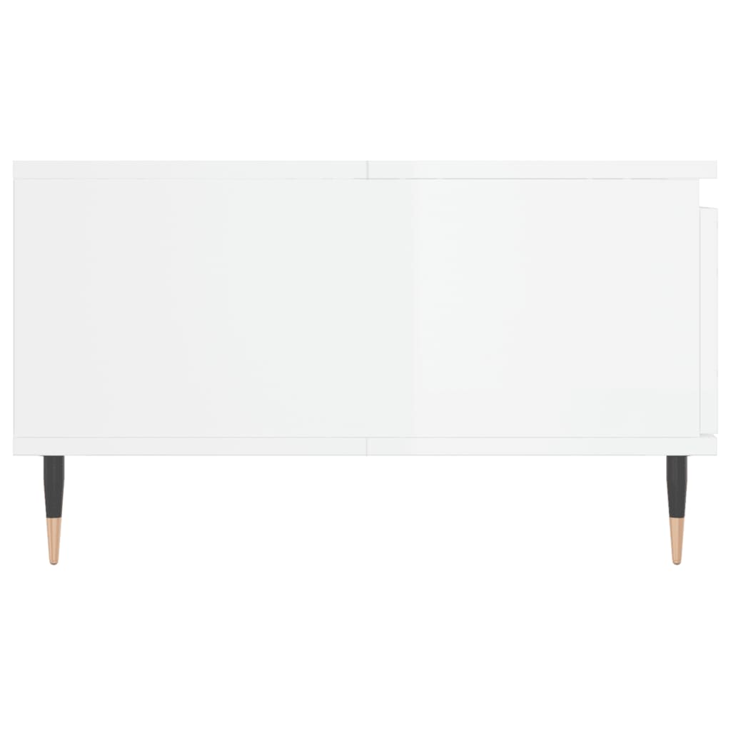 Table basse blanc brillant 90x60x35 cm bois d’ingénierie - Tables basses