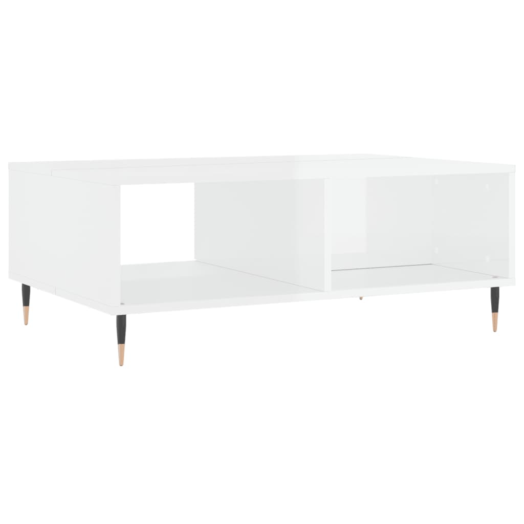Table basse blanc brillant 90x60x35 cm bois d’ingénierie - Tables basses