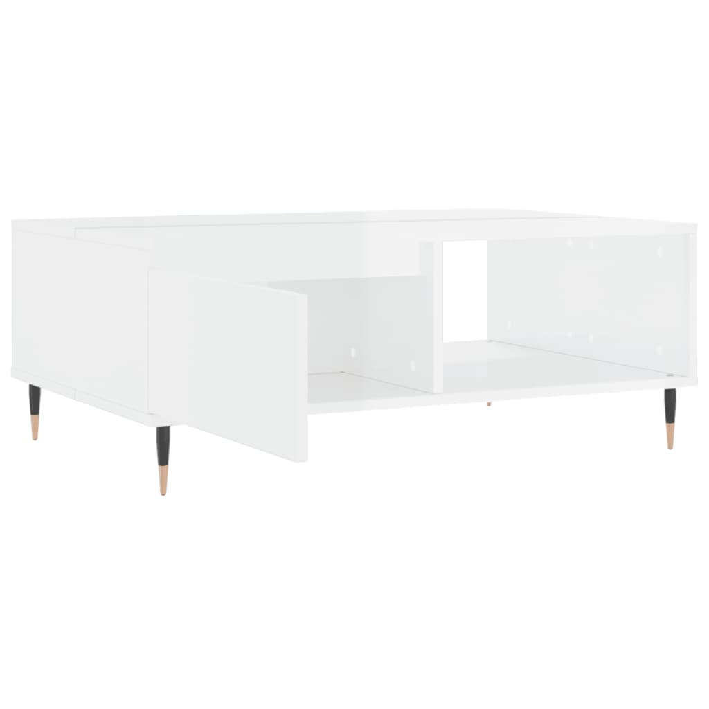 Table basse blanc brillant 90x60x35 cm bois d’ingénierie - Tables basses