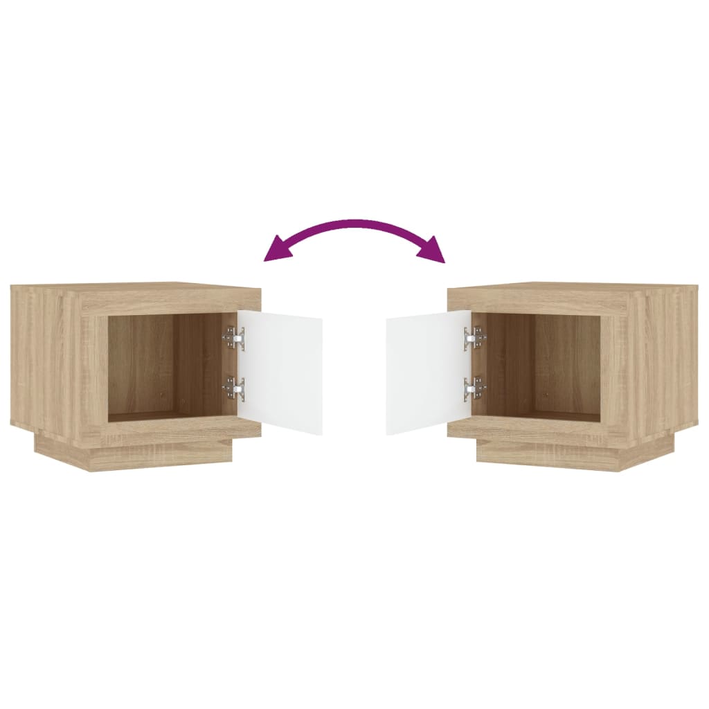 Table basse blanc et chêne sonoma 51x50x45 cm bois d’ingénierie - Tables basses