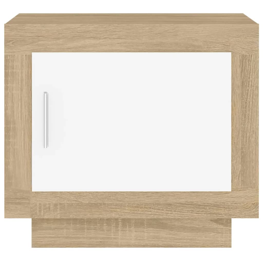 Table basse blanc et chêne sonoma 51x50x45 cm bois d’ingénierie - Tables basses