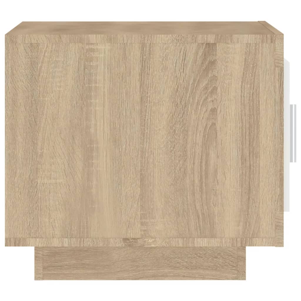 Table basse blanc et chêne sonoma 51x50x45 cm bois d’ingénierie - Tables basses