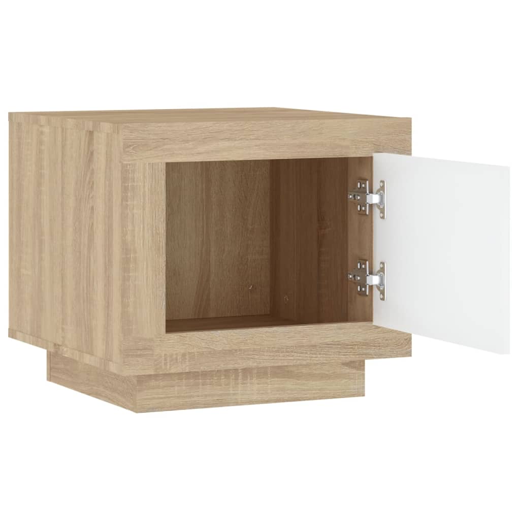 Table basse blanc et chêne sonoma 51x50x45 cm bois d’ingénierie - Tables basses